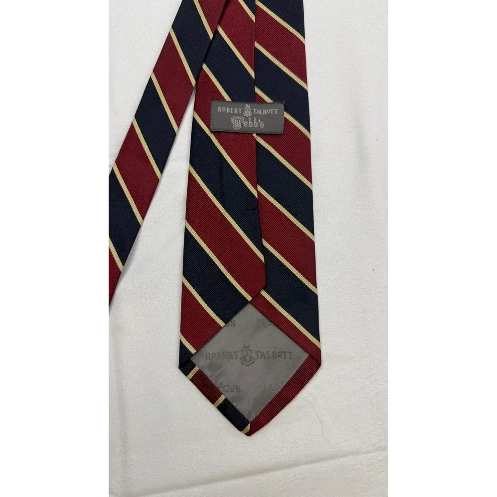 Robert Talbott Necktie Mens OS Burgundy Navy 58x3.75 Kings Dragoon Guards Silk‎